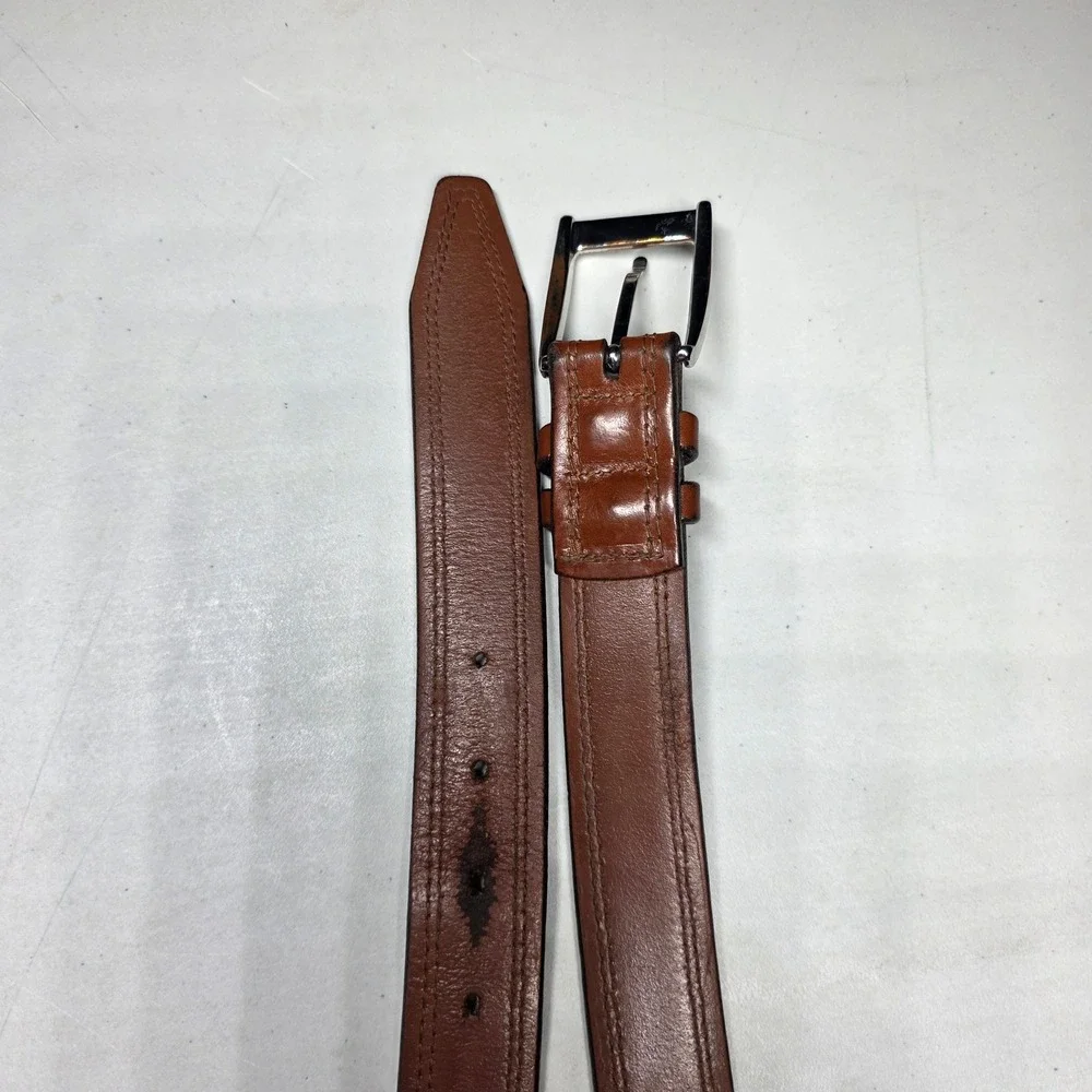 Allen Edmonds Mens Cognac Brown Leather Dress Belt Size 42 Handcrafted USA 95090